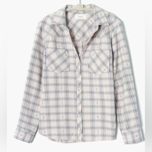 Xirena Danley Pearl Snap Plaid Flannel Women's Shirt Size Small